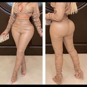 COOL RUFFLE SLEEVE MIDRIFF-BARING PANTS SUIT